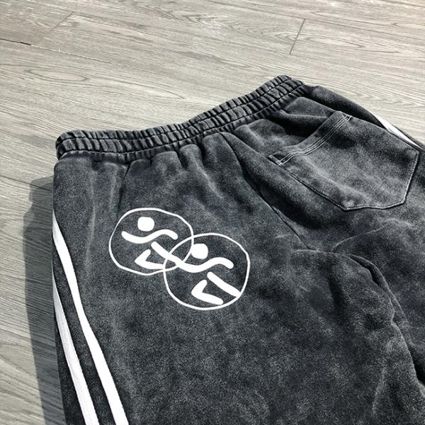 Custom Ripped Screen Print Acid Wash Vintage Sweatpants Baggy Embroidered Wide Leg Streetwear Flared Sweatpants Track Pants Men