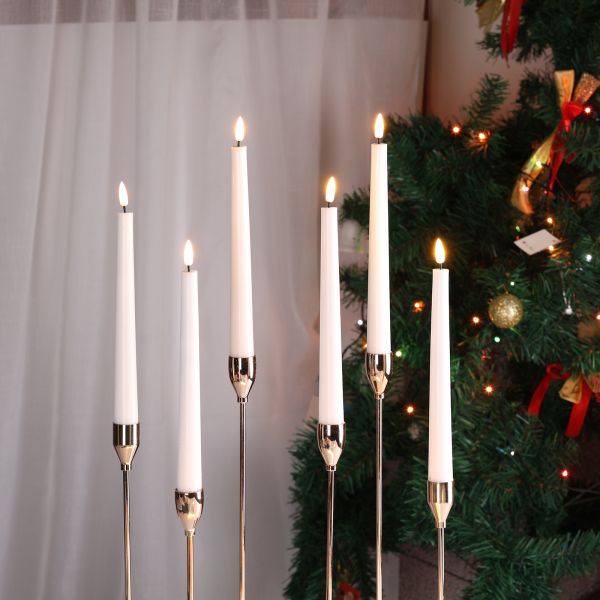 Wedding Decor 3D Flickering Candles Polished Battery Operated Electric Candles White