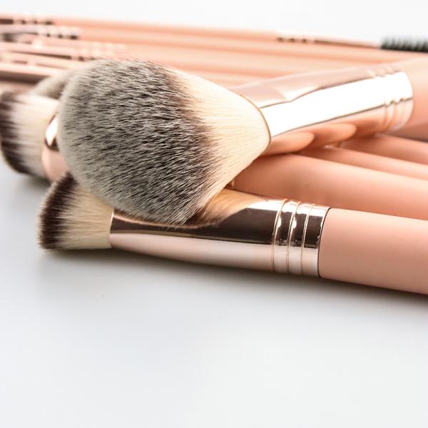Complete Face And Eye Cosmetic Makeup Brush Set Champagne Gold Color