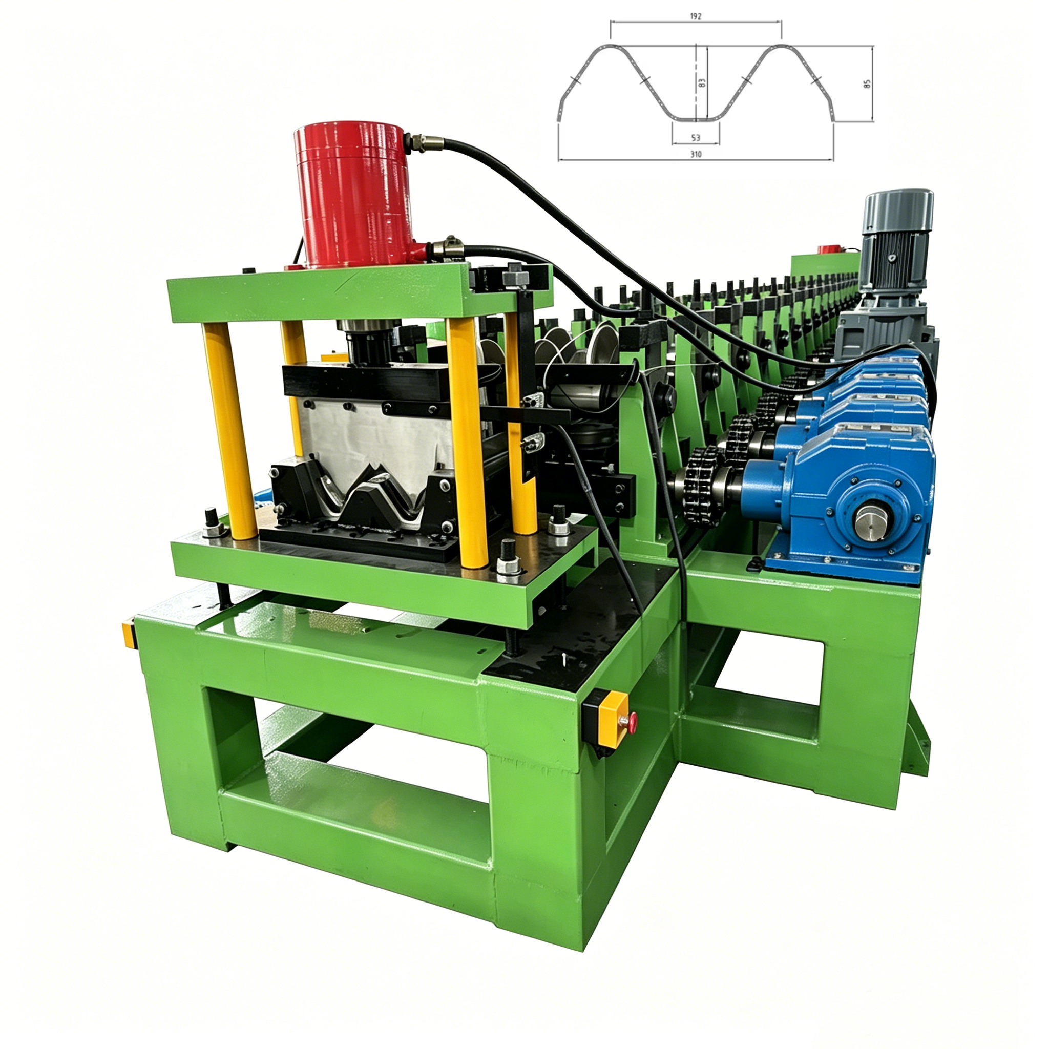 USA Galvanized Steel W-Beam Two Waves Highway Guard Rail Roll Forming Machine Highways Urban Road & Road Safety Crash Barrier
