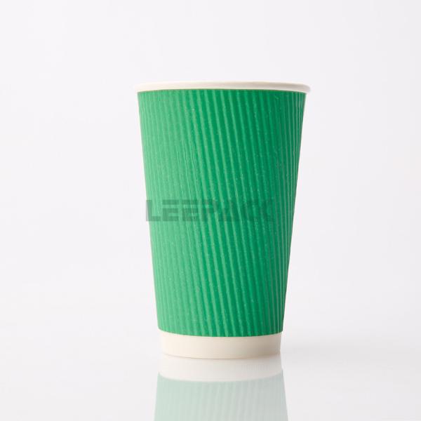 disposable ripple wall coffee paper cup for hot drink PE coated paper cup with lids 8oz 10oz 12oz 16oz can be customized