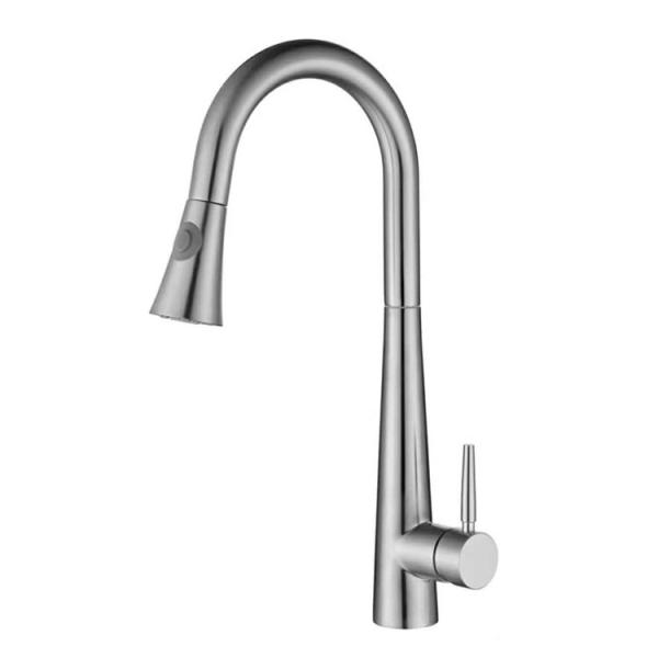 stainless steel Pull Out Black Single Hole Kitchen Faucet Mixer Hot Cold Brushed