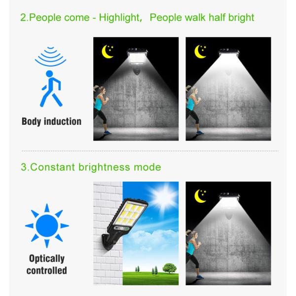 Solar Garden Light High Lumen Sensor Security Wall Street Lamp for Outdoor Lighting