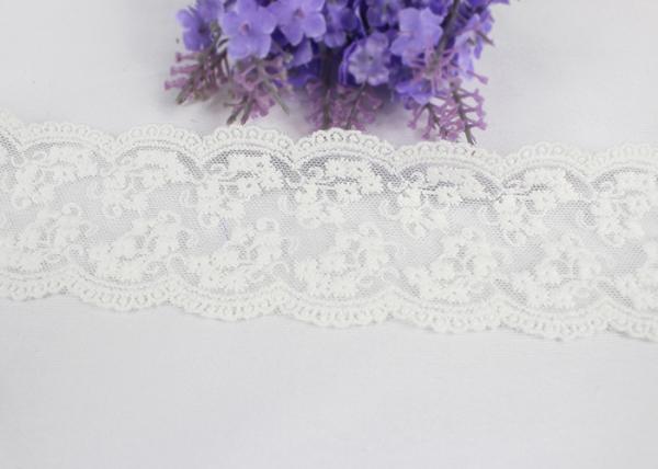 Off White Floral Net Embroidered Lace Trim For Girl's Sock 100 % Cotton