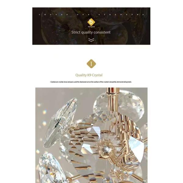 Modern Hotel Wedding Decor Crystal Hall Lamp With D120mm Light Source And 50000 Hours Lifespan Round Crystal Flower Pendant Light