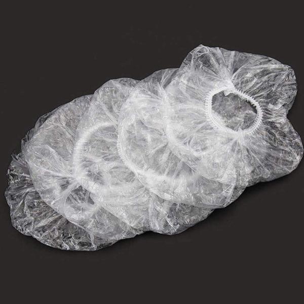 Waterproof Transparent Plastic Shower Cap , disposable hair caps Eco Friendly