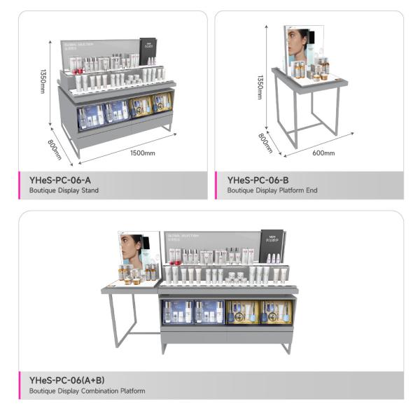 Skincare Store Promotion Display Rack Multi-layer Wooden Beauty Store Stand With Light Strips For Cosmetic Shop Decoration