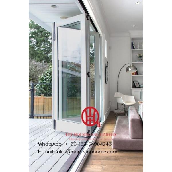 White color low-E glass thermal break aluminum folding door for villa house