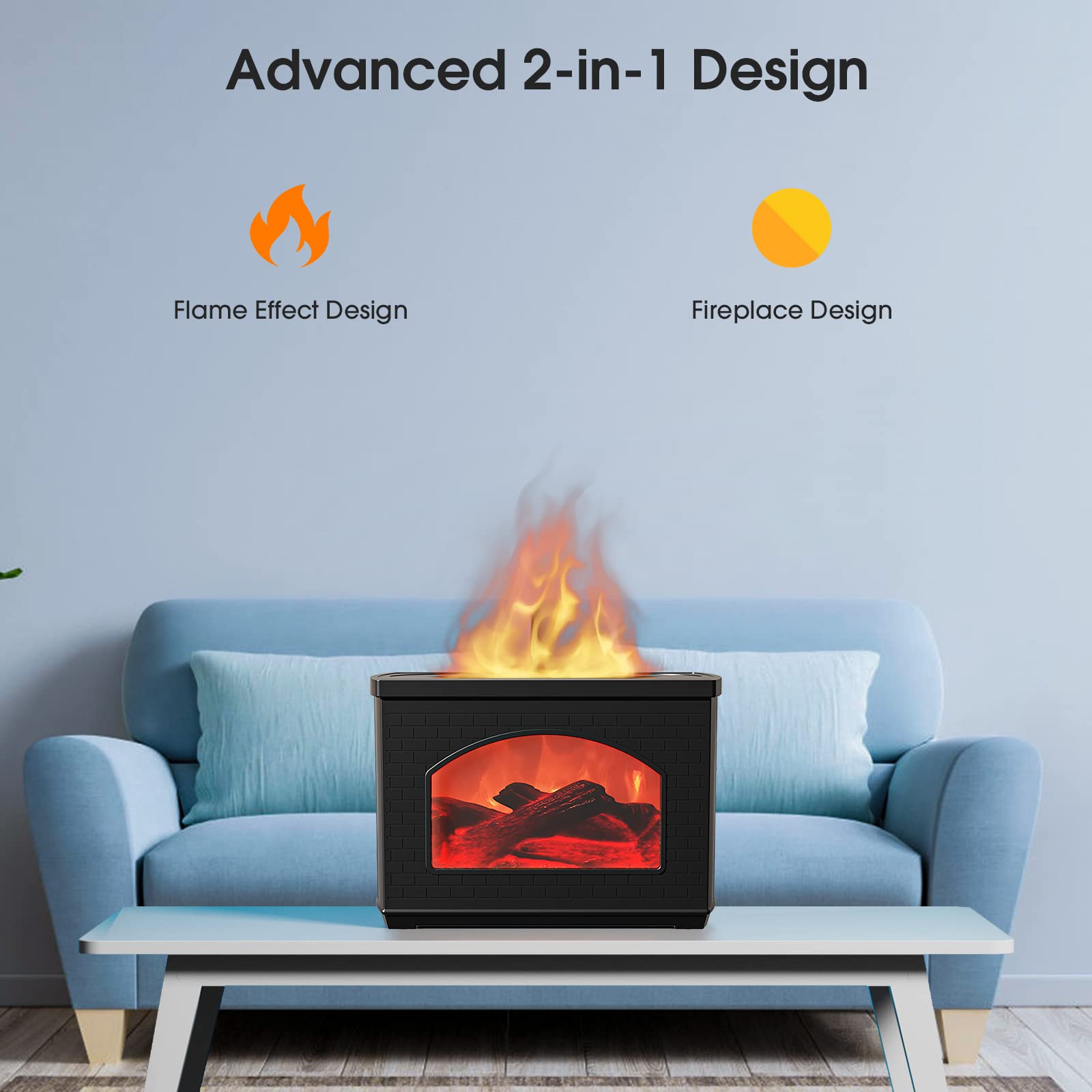 Ultrasonic USB Essential Oil 240ML Fire Fireplace Decoration Mist Air Aroma Diffuser Flame Aromatherapy Humidifier
