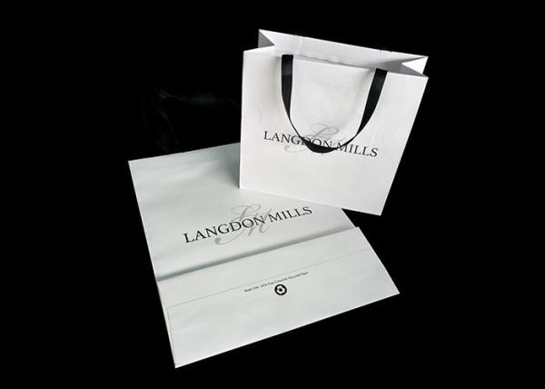 Reusable OEM Medium White Paper Shopping Bags Promotional CMYK Garment Carry