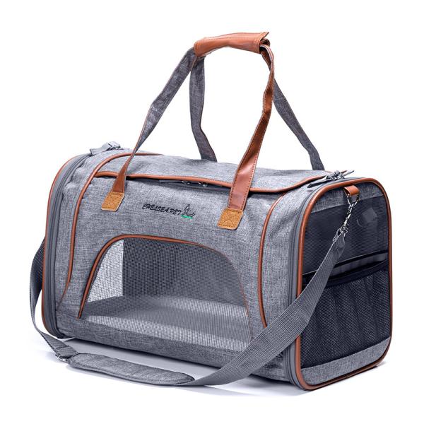 Grey Airline Approved Pet Carrier Bag For Small Dogs Fits Underneath Airplane Seat