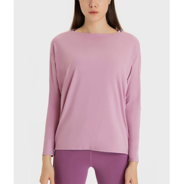 Nylon Nude Feel Ladies Yoga Tops Workout Fashion Loose Women Long Sleeve Shirts