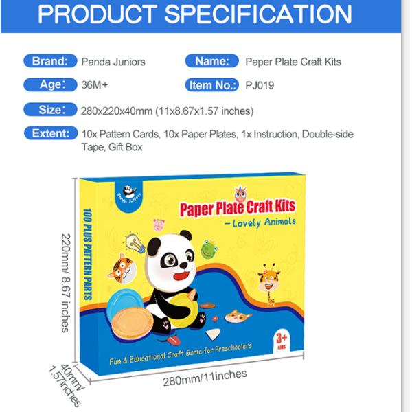 бумажные тарелки животных 3D не токсические для рук Preschoolers на тренировке способности