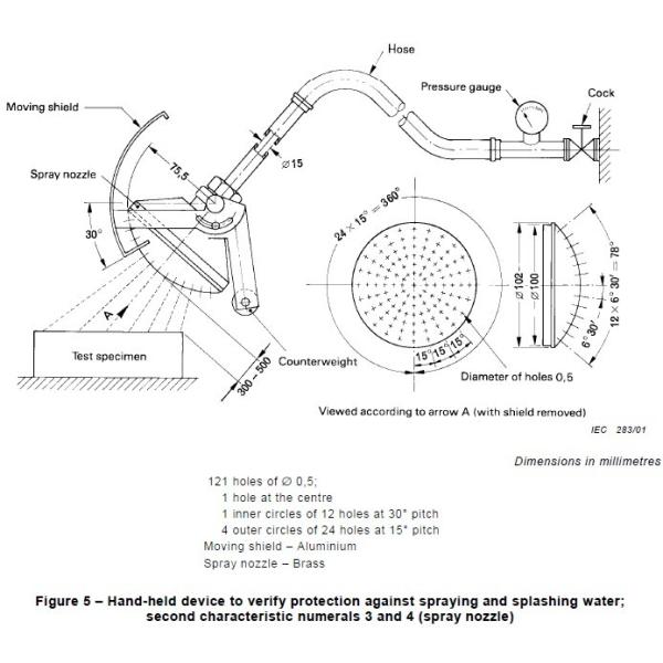 IEC60529 IPX3 IPX4 Hand Held Spray Nozzle Waterproof Testing Machine