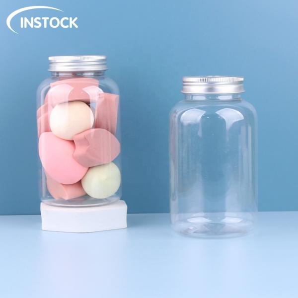 Eco Friendly 500ml Empty Food Plastic Jar With Aluminum Lid And PET Cap