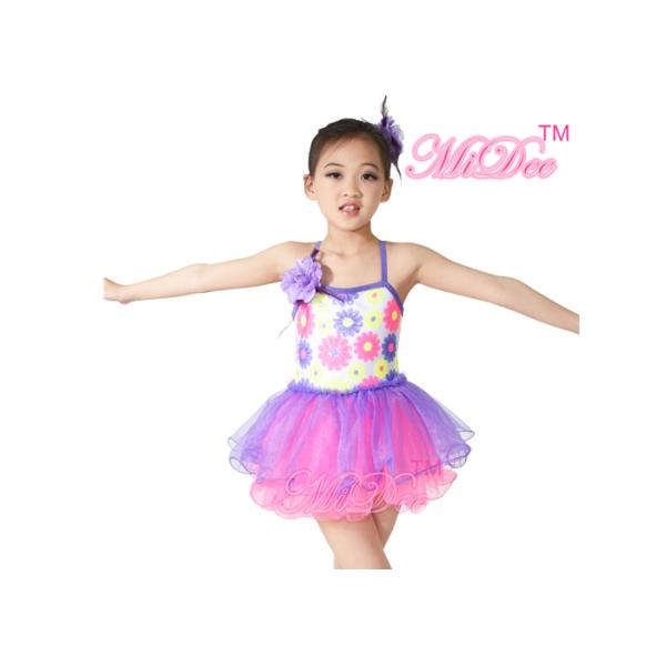 MiDee Dance Costume Ballet Tutu Dress Camisole Sequins Tiered Tulle Skirt