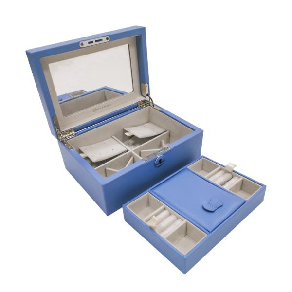 2 слойная кожа путешественная ювелирная браслет организатор закрываемая ювелирная коробка упаковка со зеркалом