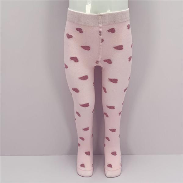 Comfortable Baby Girls Tights in Breathable Cotton with Pink Hearts