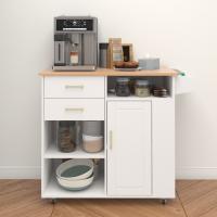 Bureau d'étude moderne en bois massif blanc à 2 tiroirs, style européen en bois d'hévéa
