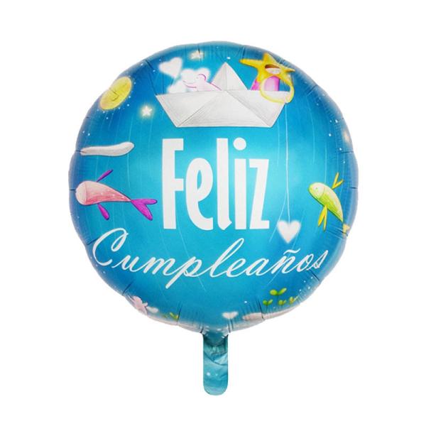 Spanish Happy Birthday Round Hexagonal Aluminum Film Balloons 18 Inch