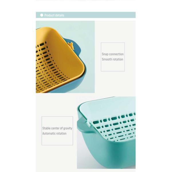 ODM PP Double Fruit And Vegetable Drain Basket Sustainable Green Yellow