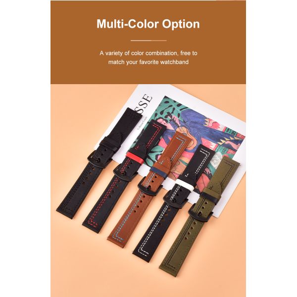 Italian Genuine Leather Watch Strap With Colorful Stitching