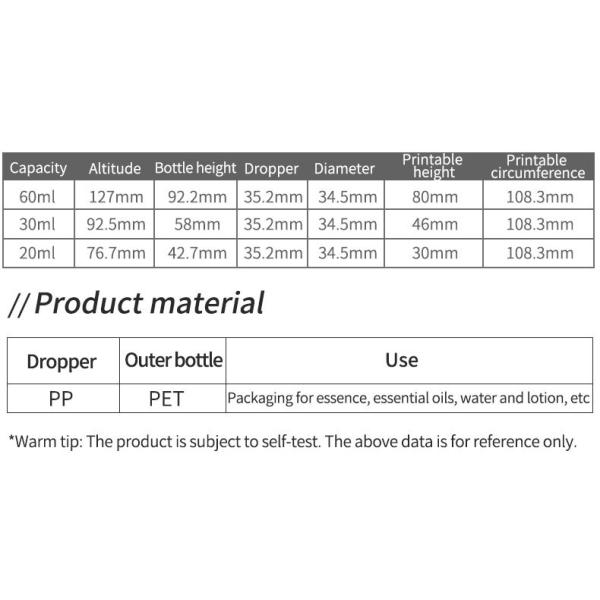 Junjie Packing 20ml 30ml 60ml PET Luxury High Quality Essential Oil Empty Plastic Dropper Bottles for Skincare Cosmetic