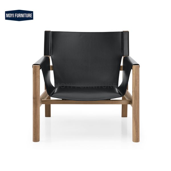 Living Room Furniture Custom Modern Italian Luxury Solid Wood Restaurant Chair with Saddle Leather Backrest Feature