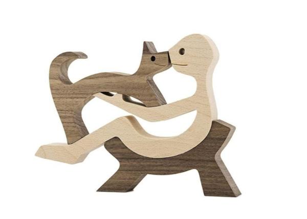 Home Office Wooden Craft Decor Statue Cute Handmade Wooden Figurines Carving Animal Wooden Decoration Orname