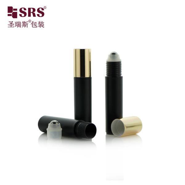 10ml Frosted Black Roller Bottle for Perfume Empty Eye Serum Roll on Bottle with Metal Roller Ball Factory Sale