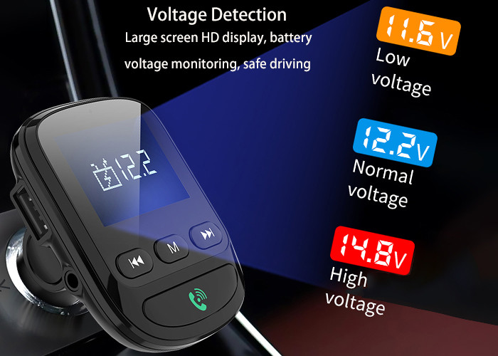 переходник Bluetooth заряжателя автомобиля набора BLE5.0 автомобиля Bluetooth передатчика 1.44inch LCD FM