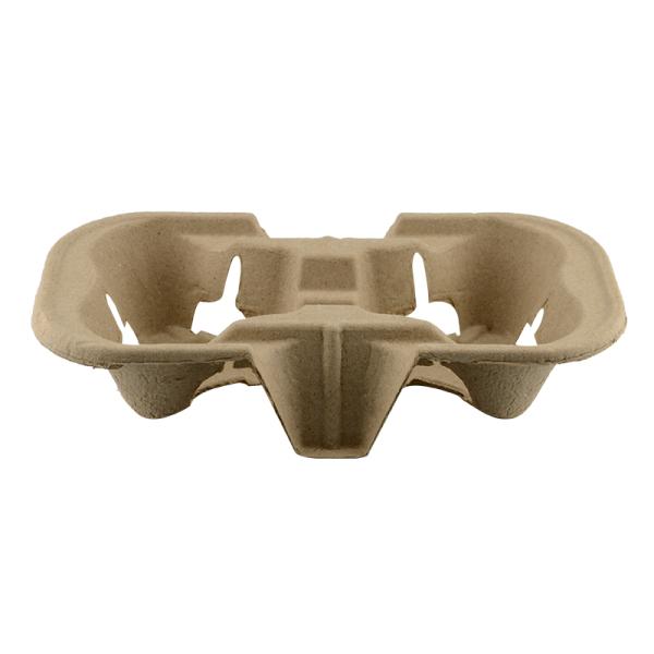 Устранимый Biodegradable поднос несущей бумажного стаканчика 2 чашки Untearable, цвета держателей чашки естественного