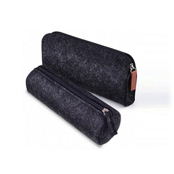 Dark Gray Felt Pencil Pouch Bag Round Shape Pencil Bags For Teens