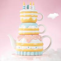 Ready To Ship In Stock Ceramic Tea Pots For Everyday Tea Brewing One Teapot With Two Cups As Birthday Gift