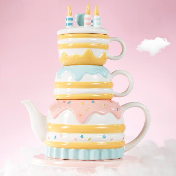 Ready To Ship In Stock Ceramic Tea Pots For Everyday Tea Brewing One Teapot With Two Cups As Birthday Gift