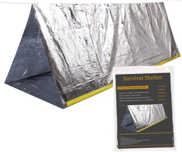 Emergency Tent, 2 Person Tube Tent Survival Shelter Paracord, Stakes, Whistle Ultralight Survival Tent Emergency