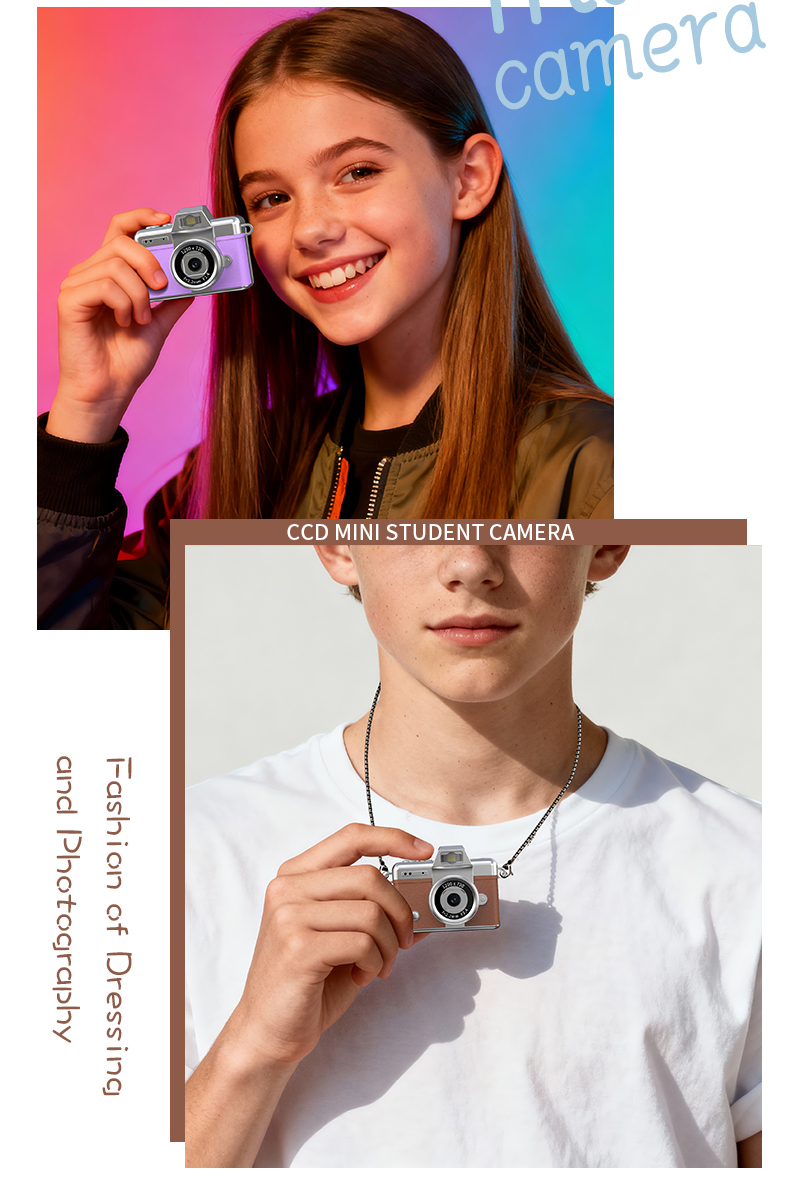 DLC Neck-Wearable Mini Camera | 48MP 1080P HD Flip Rotatable Lens Built-in Flash Filters Selfie Mode Video Recording Face