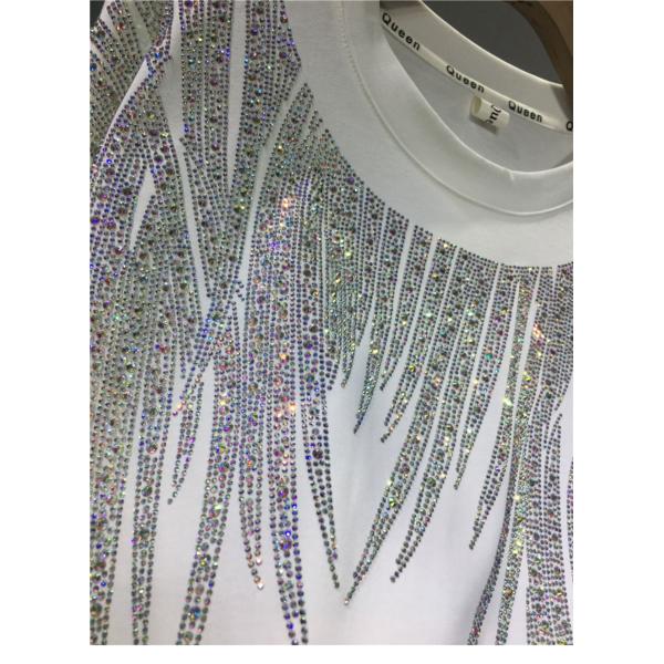 Personalised Rhinestone T Shirts Women'S Graphic 300gsm Cotton Short Sleeves