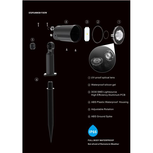 Six Heads IP66 LED Solar Pathway Lights 6500K For Outdoor Garden Walkway