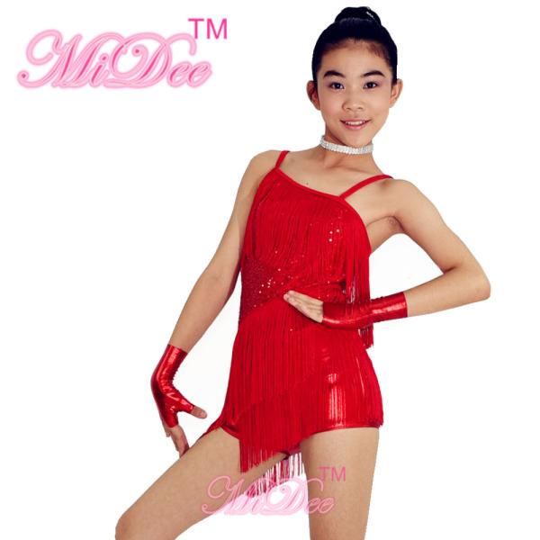 Latin Dance Competition Costumes Sequined Bodice Sensational One Shoulder Fringe Dress