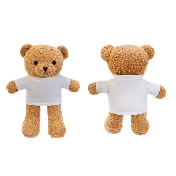 DIY Custom Stuffed Toy Sublimation Blank Teddy Bear Plush Toy With Printable White T Shirt