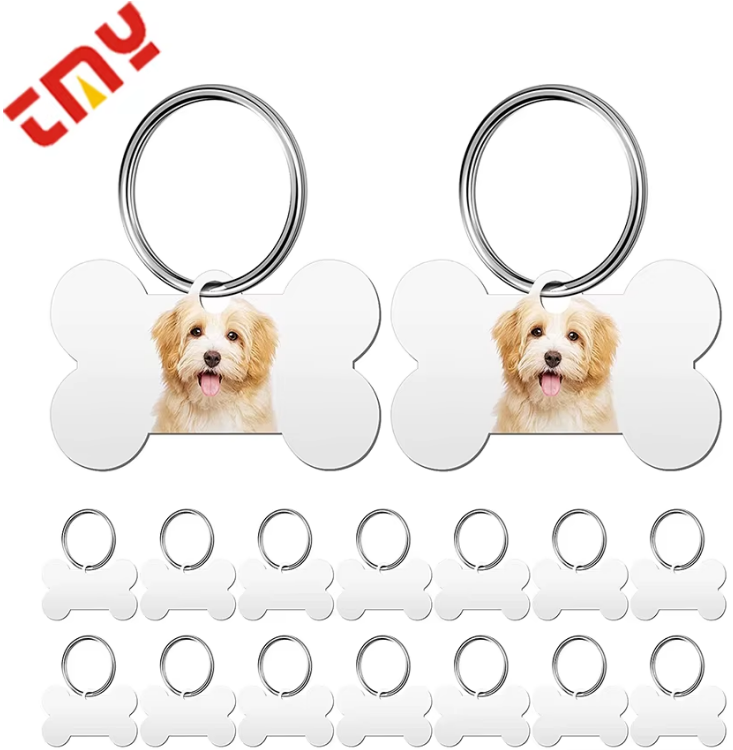 Custom Blank Bone Shape Dog Tag Personalized Laser Engraving Aluminium Anodized Metal