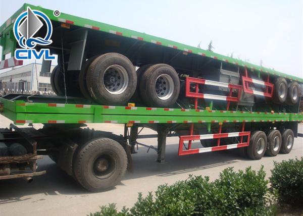 Q345 Material Flat Bed Semi Trailer Truck For 20 Or 40 Feet Container Carrying
