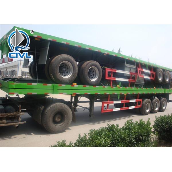 3 Axle Flatbed Semi Trailer With 28T Single Speed Leg And Guangdong Fuwa Brand Axles Demission Is 12400X2450X1280mm