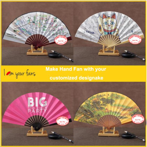 Custom Printed Silk Hand Fans Folding Bamboo Hand Fan for Weddings Favor