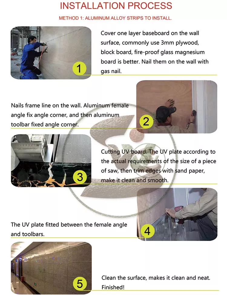 Luxury High Glossy 1220x2440mm 3mm PVC Marble Sheet Interior Wall Decoration