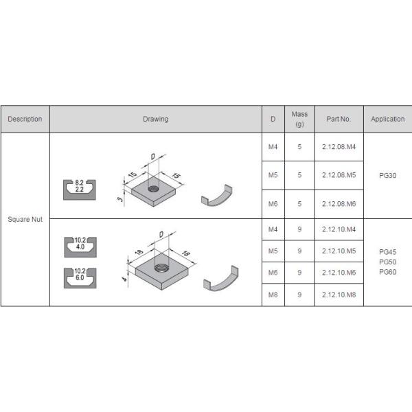 Medium Carbon Steel Square Nut 2.12 M6x30 Size High Precision ISO4762