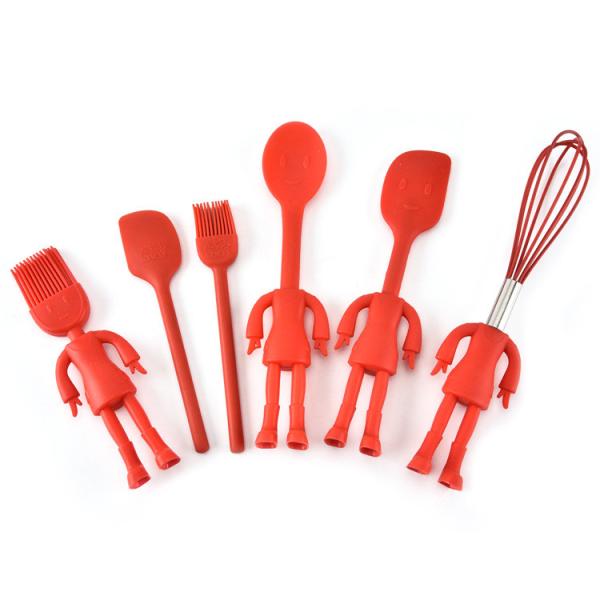 Country Kitchen Set Of Five Silicone MINI Kitchen Utensil Set Silicone Kitchen Baking Tools  Whisk Tong, Spatula, Spoon