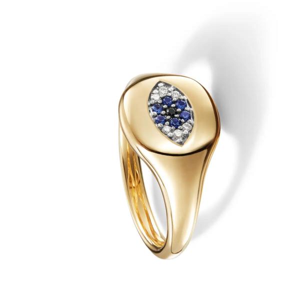 Бразильские кабельные коллекционеры Злое око Мини-Пинки-Ринг 18K Золото Белое CZ 925 Серебро