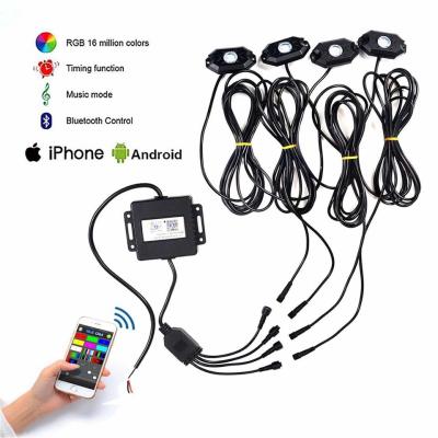 Multicolor CREE LED Light Pods RGB LED Rock Light Kit With Bluetooth 6000K